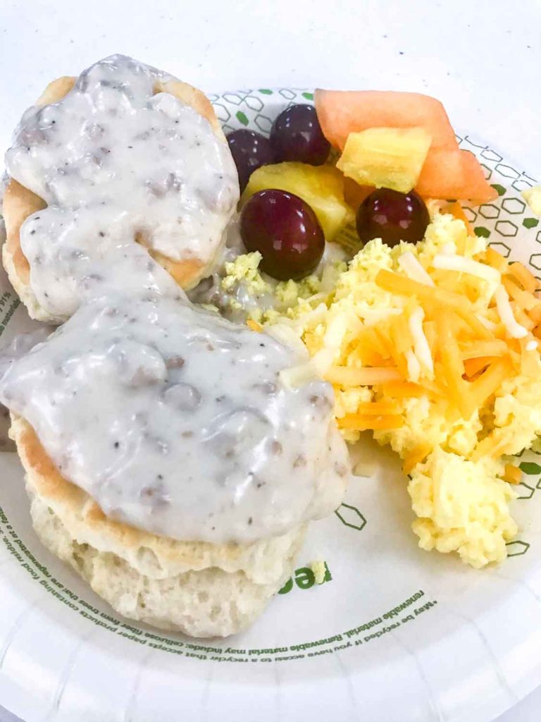 Biscuits and gravy breakfast at Hampton Inn