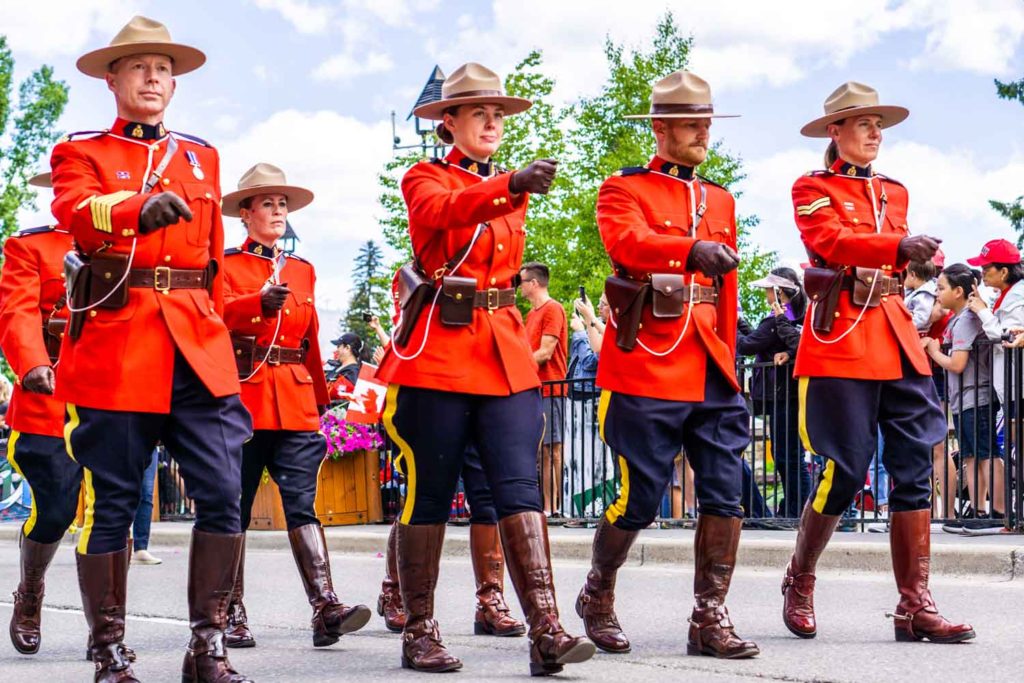Mounties in the Banff Canada Day parade
