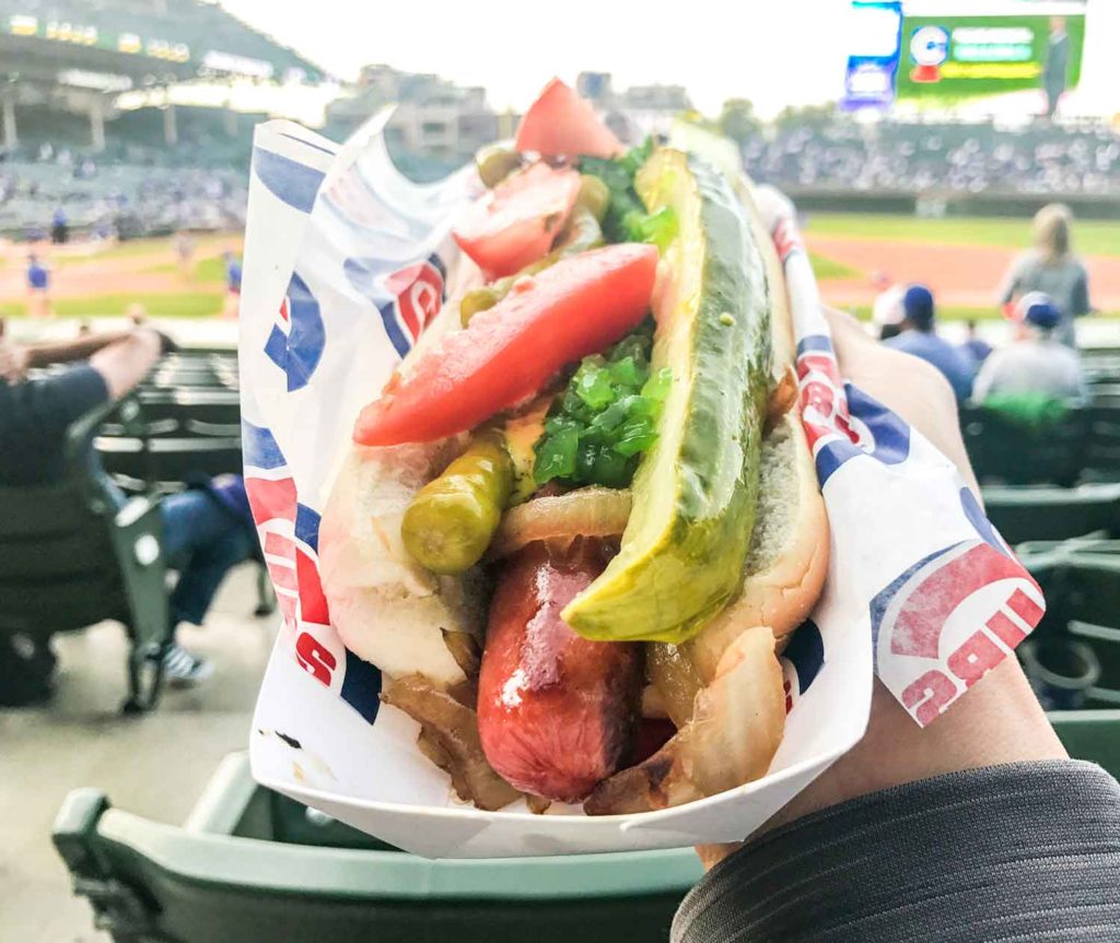 Hot dog at a Cubs game