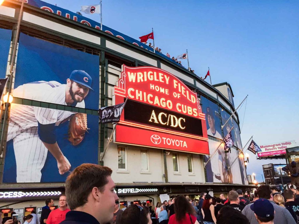 AC/DC on the Wrigley Field marquee