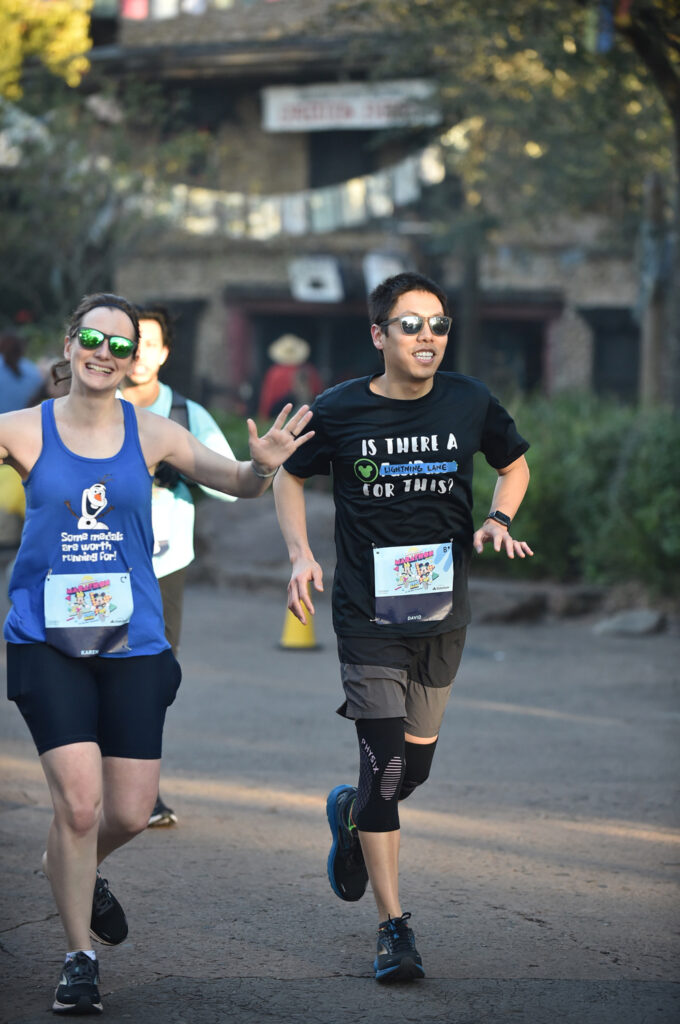 Running through Animal Kingdom during the Disney Marathon