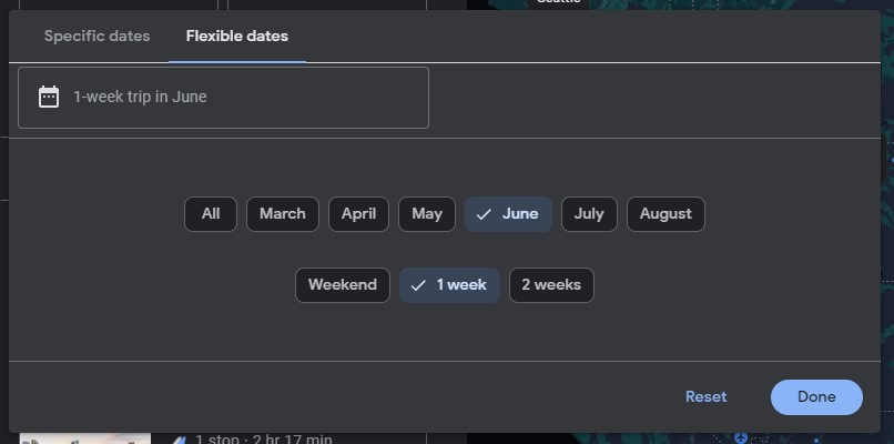 Google Flights flexible dates