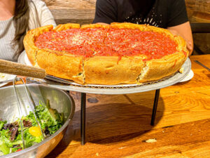 Chicago deep dish pizza at Giordano's
