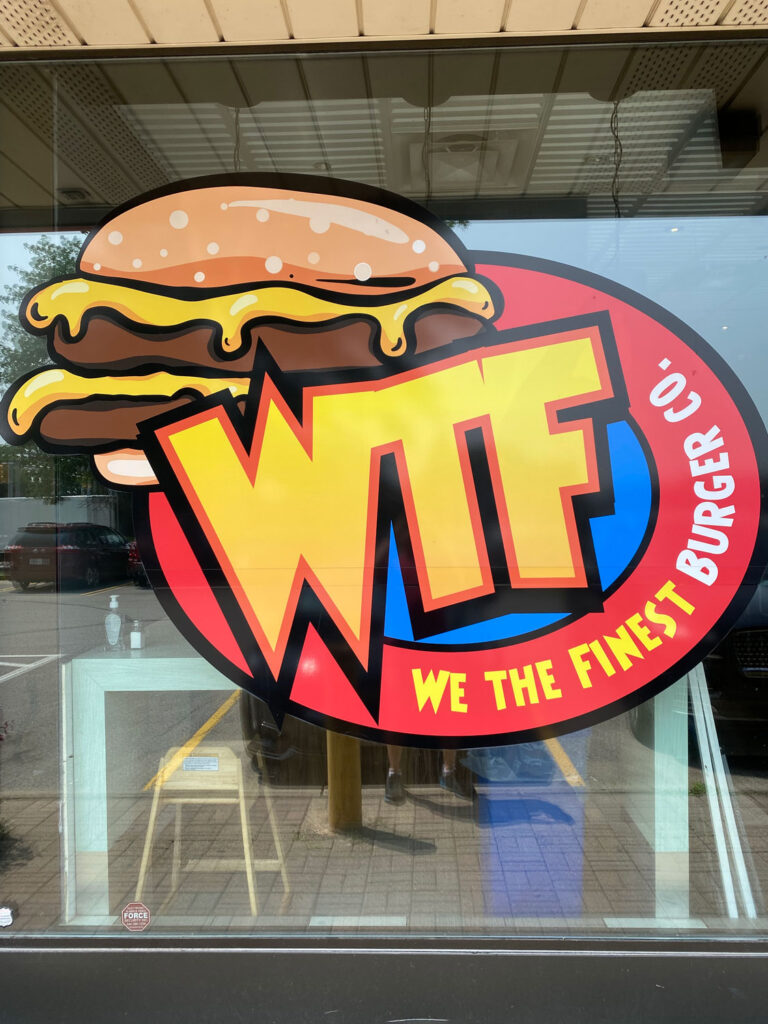 WTF Burger restaurant sign