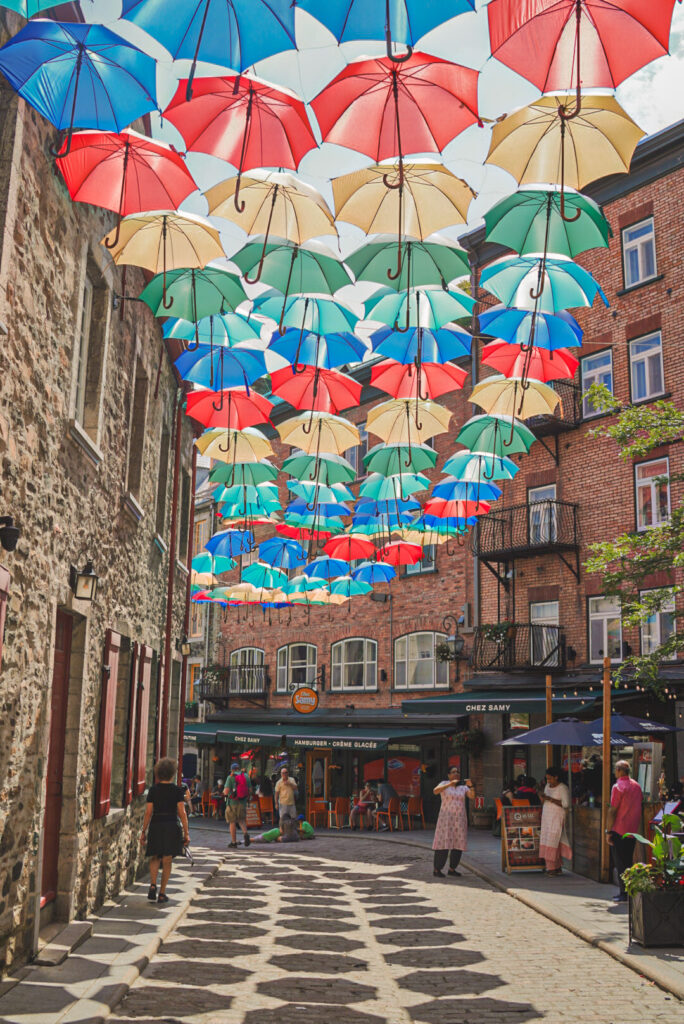 Umbrella Street in Quebec City